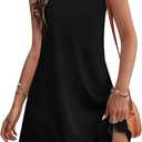 Women's Summer Dress 2025 Sleeveless Floral Boho Sundress Swimsuit Coverup Casual Loose Beach Vacation Tank Dresses (Large, Black)