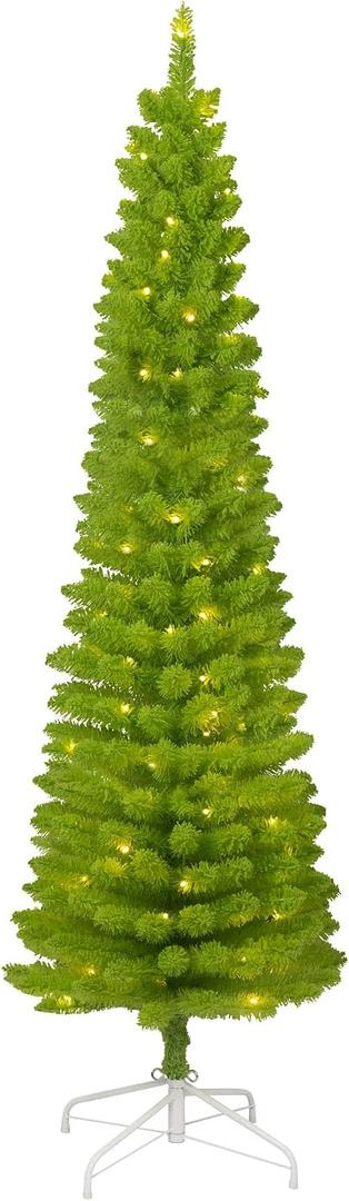 6FT Pre-Lit Artificial Green Pencil Christmas Tree