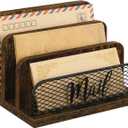 YINMIT Mail Organizer Countertop, Mail Holder with 3-Slot, Desktop Mail Sorter, Mail Organizer for Desk, Letter Sorter File Holder, Office Desk Organizers and Accessories (Brown)