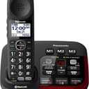 Panasonic 1 Handset Amplified Cordless Phone with Slow Talk, 40dB Volume Boost, 100dB Lound Visual Ringer, Hearing Aid Compatibility, Large Screen and Backlit Keypad, Link2Cell - KX-TGM430B (Black)