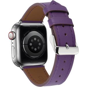 Premium Italy Leather Bands Compatible with Apple Watch Band 40mm 38mm 41mm 42mm 44mm 45mm 46mm 49mm, Soft Leather Watch Replacement Band for Watch Series Ultra SE 10 9 8 7 6 5 4 3 2 1 for Women Men (Purple)