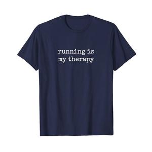 Gifts for Runners Men Women Running is Therapy Funny Running T-Shirt Large