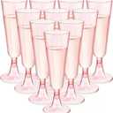 MIIDNTLX Champagne Flutes Plastic, 25 Pack Wine Glasses, Disposable Champagne Glasses, 5 Oz Pink Shot Cups, New Year Christmas Party Wedding Birthday Graduation Drinking Dessert Cocktail Cups Decorations
