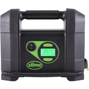 Slime 40047 Tire Inflator, Portable Car Air Compressor, Rugged, Inflate Right automatic shut off, with Digital 99 psi Display, Long Hose and LED Light, 12V, 4 min inflation