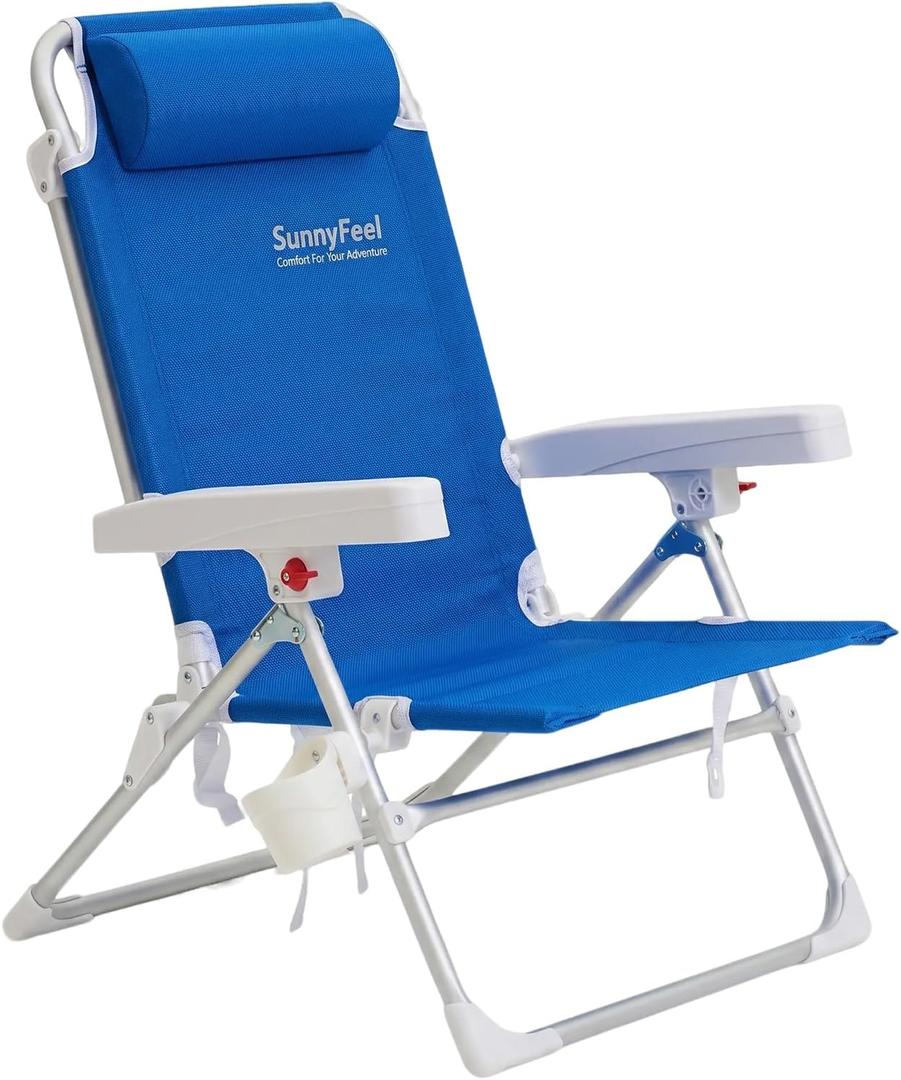 SUNNYFEEL Infinite Reclining Aluminum Beach Chair with Backpack Straps, 19.7 x 17.3 x 36.6 inches