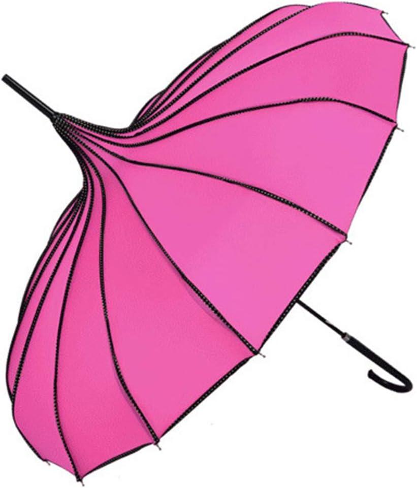 TopTie Pagoda Umbrella Parasol Bridal Wedding Umbrellas Sunproof Windproof (Hotpink)