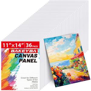Canvas Boards for Painting 36 Pack, 11x14 Inch Blank Canvas Panels, 100% Cotton Art Supplies for Acrylics Oil Watercolor Tempera Paints