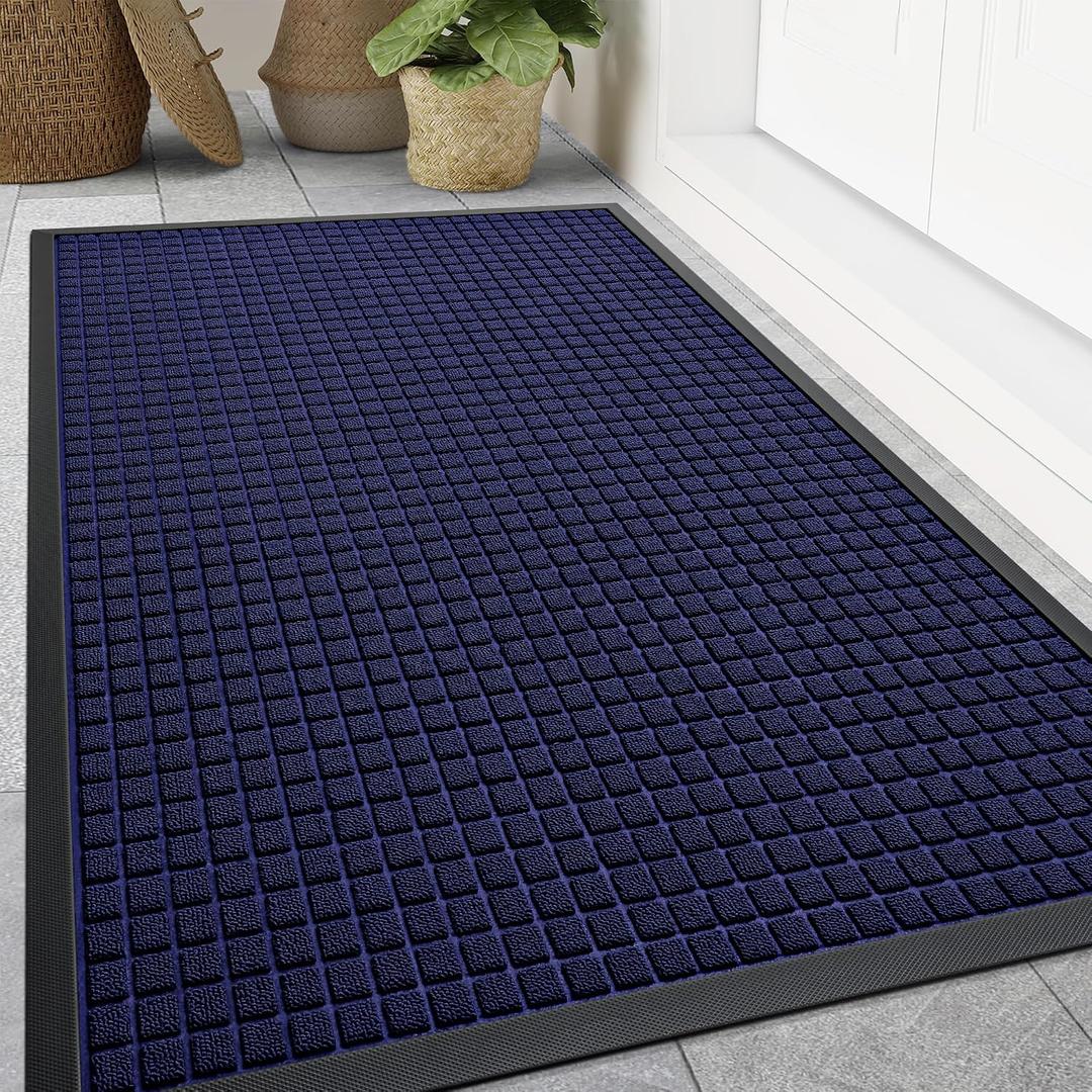 Smiry Front Door Mat Outside Entrance, Natural Rubber Doormat, 47x32 Inch