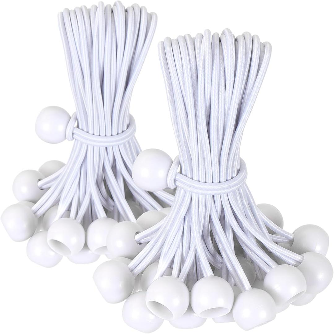 Tarp Bungee Balls 6 inch,White Ball Bungee Cord Canopy Tie Down with Ball Heavy Duty for Outdoor Tents, Cargo, Shelter, Gazebo with UV-Resistant (60 PCS) Tarp Bungee Balls 6 inch,White Ball Bungee Cord Canopy Tie Down with Ball Heavy Duty for Outdoor Tents, Cargo, Shelter, Gazebo with UV-Resistant (60 PCS)
