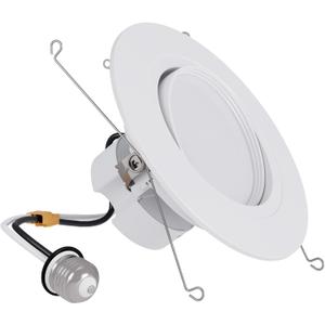 HALO RA 6 inch LED Recessed Light Trim with Adjustable Gimbal, Selectable Lumens and Selectable Color Temperature, Dim-to-Warm Feature, Damp Location Rated RA56LS9FSD2W1EWH