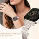 Slim Leather Band Compatible with Apple Watch Bands Women 38/40/41/42mm Dressy Slim Leather Strap with Designer Interlock Buckle Bracelet for iWatch Series 10/9/SE/8/7/6/5/4/3/2/1 Starlight