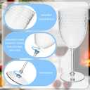 Jingmore 24 Pcs 13oz Reusable Plastic Wine Glasses, Detachable Wine Glasses with Stem, Unbreakable Champagne Flutes, Crystal Pink Goblet for Christmas Party Bar Restaurants Wedding Toasting (Crystal)