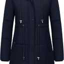 CREATMO US Women's Long Winter Coat Warm Waterproof Puffer Jacket Snow Quilted Bubble Parka with Hood (Navy Blue, 3XL)
