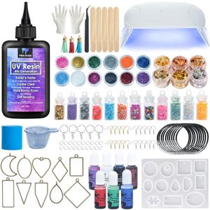 VidaRosa Quick Cure UV Resin Kit with Light - High Gloss, Transparent Casting and Doming for DIY Jewelry, Coatings, and Crafts