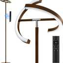 SIBRILLE Brown Floor Lamp, Modern Stepless Dimmable Standing Lamp with Remote Control, 22W 3000-6000K LED Rotatable Floor Light Uplighter Stand up Lamp Tall Lamp for Living Room Bedroom Office