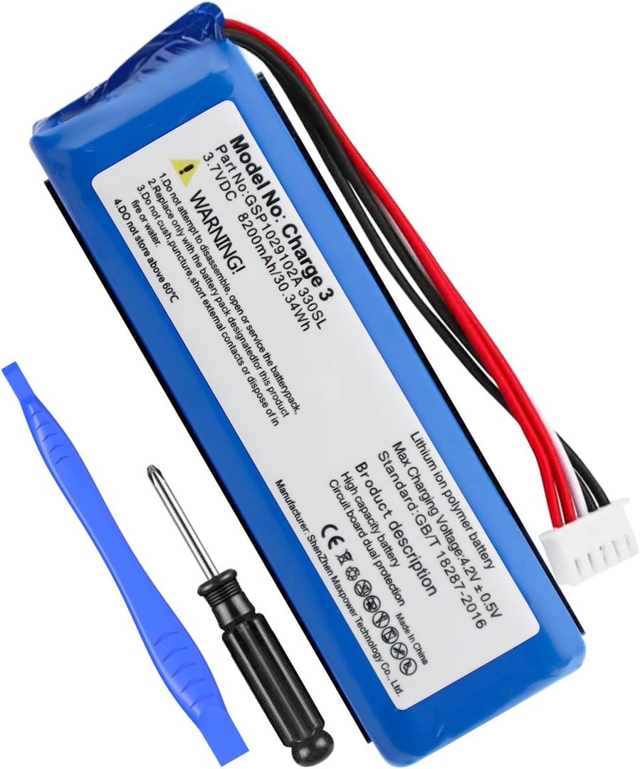 Battery for Charge New Upgraded (8200mAh) Ultra High Capacity Li-Polymer Battery Replacement Compatible with Charge 3,GSP1029102A 330SL Speaker with Repair Tool Kit