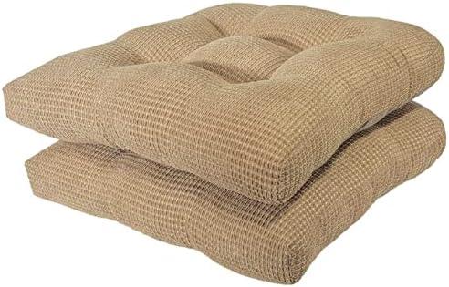 Arlee Chair Cushions for Dining Chairs, Set of 2 - Memory Foam Chair Pads, Non-Skid Backing - Durable Thick Seat Cushions for Kitchen, Office, Patio, 15.5" L x 15.5" W, Bamboo Tan