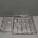 Clear Expandable Silverware Organizers for Kitchen Drawers,Large BPA Free Cutlery Organizer in Drawer,Plastic Utensil Drawer Organizer Suitable as Flatware,Knife,Fork,Spoon,Silverware Holder and Tray