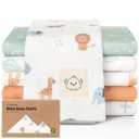 Organic Burp Cloths Baby Boy, Girl - 6-Pack Large 100% Cotton Burping Cloths for Babies, Spit Up Rags, Super Absorbent, Ultra Soft Newborn Rag, Gender Neutral, Machine Washable, Durable (Wilderness)
