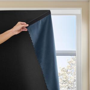 Autohesion Curtains for Windows,Bedroom Blackout Curtains for - Thermal Lnsulated No Drill Curtains Room Darkening Black Small Drapes, JILRON,(1 Panels,35Wx54L inch-Black)