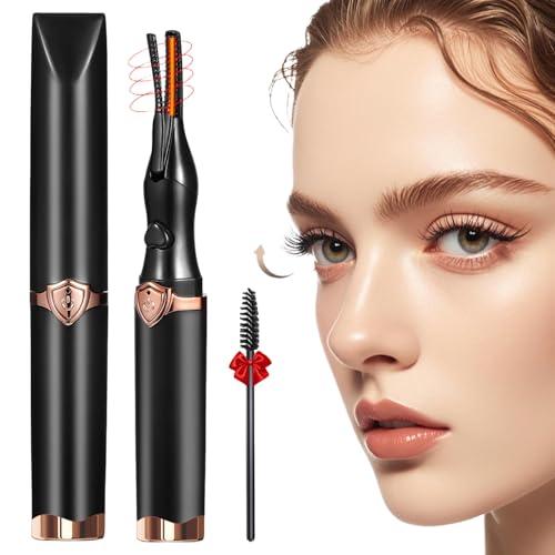Heated Eyelash Curler, 2-in-1 Clip-Type Design, 3 Temperature Modes, USB Rechargeable Electric Eyelash Curler, Natural Curling 24H Long-Lasting Curl, Gift for Women & Girls, Brown Black EA