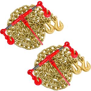 Chain Binder 3/8" -1/2" Grade 70 and 3/8"10ft Chains Includes (2) Binders and (2) Chains for Industrial Agricultural Towing Applications in Chain and Binder Kit