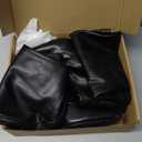 Thigh High Boots Women Chunky Heels Over The Knee Boots Pointed Toe Block Heeled Stretch Sexy High Heel Knee High Boots Side Zipper Long Boots (11, Black Matte Pu)