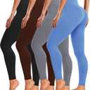 4 Pack Leggings for Women Butt Lift High Waisted Tummy Control No See-Through Yoga Pants Workout Running Leggings, L/XL
