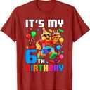 It's My 6th Birthday Building Brick 6 Years Old Boys Kids T-Shirt, Youth Medium