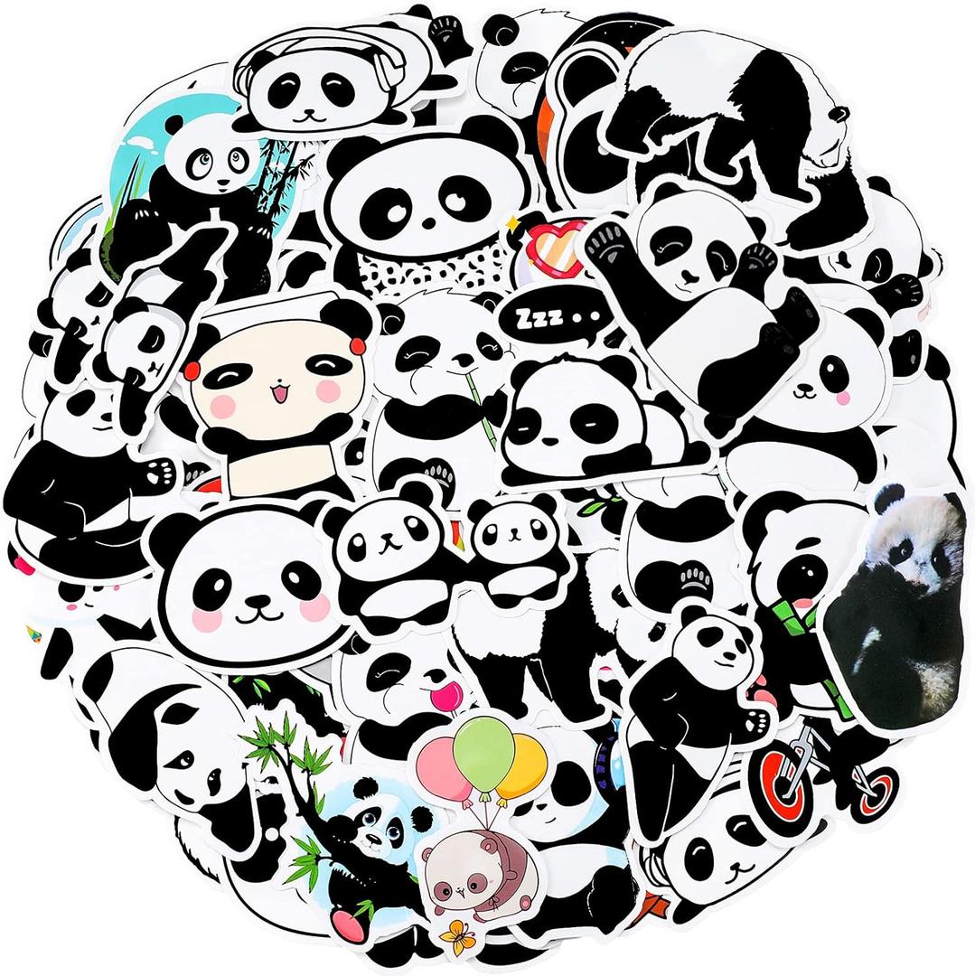 100 pieces Panda Stickers for Kids Vinyl Panda Decals Party Supplies Waterproof Decorative Cartoon Stickers for Computer Luggage Guitar Bottle Refrigerator Phone Laptop Birthday Cute Animal Decoration