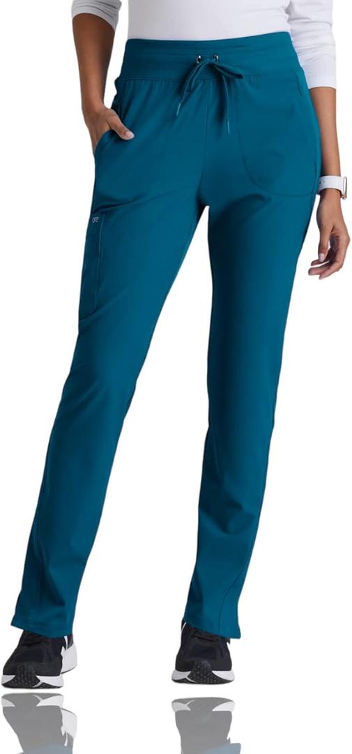 BARCO One Uplift Classic Fit Tapered Leg Scrub Pant for Women 5-Pocket, Mid-Rise Scrub Bottoms with 360 Spandex Stretch (Small, Bahama)