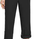 baleaf Women's Hiking Water Resistant Pants UPF Roll Up Convertible Capri Pant Quick Dry Zipper Pockets Travel Fishing (Medium, Black)