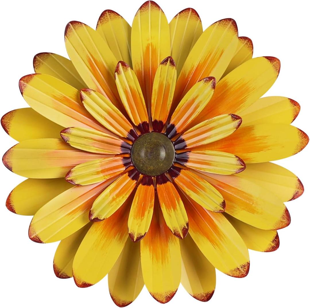 YEAHOME 16'' Metal Flower Wall Decor - Sunflower Wall Art Decorations Hanging for Bedroom, Living Room, Bathroom Boho Office