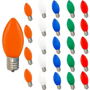 25 Pack C9 LED Christmas Light Bulbs, Multicolor Replacement Bulbs, C9 Outdoor String Lights Replacement Bulbs, C9/E17 Candelabra Base, 0.6 Watt
