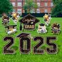 Large 11 PCS Graduation Yard Signs, Class of 2025 Congrats Grad Outdoor Lawn Yard Sign with Stakes, Graduate Yard Decorations for College High School Party, Black and Gold