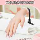 Silicon Practice Hand for Acrylic Nails, Realistic Fake Hand with Stand, 40 Nail Tips and 48 Adhesive Tabs, Reusable & Flexible Mannequin Training Model for Manicure & Nail Art Practice