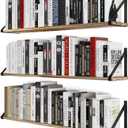 Wallniture Bora 36 Inch Large Floating Shelves for Wall Storage, Floating Bookshelf Set of 3, Burned Wood Wall Shelves for Books