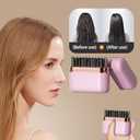 Womens Portable Hair Straightener - Cordless Heat Comb Brush, Negative Ions Styling Tool | USB Rechargeable Lightweight Device, Three Temperature Hot Comb, Effortless Smoothing Equipment, Quick Hair (Pink)