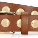 JASGOOD Women Fashion Leather Belt Punk Studded Belt for Jeans Pants Dresses (Fit Size 25"-29")