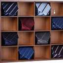 Wall Mounted Tie Rack - 16 Compartment Tie Organizer with Display Racks for Bedroom & Wardrobe