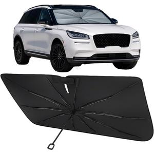 Proadsy Windshield Sun Shade Umbrella for Lincoln Corsair 2020-2025 2026 Foldable Car Umbrella Sunshade with Soft TPU Handle Spring Structure Crystal Cooling Material Protect Car from Rays & Heat
