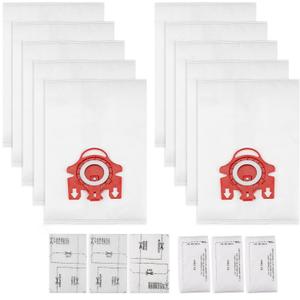 3D Airclean Dust Bags Replacement for Miele FJM Vacuum Compact C2 Compact C1 Complete C1 S241 S290 S300i S500 S700 S4 S6 Series (Pack of 10) with 3 Motor Protection Filters 3 Air.Clean Filters