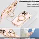 Compatible with iPhone 14 Pro Max Case with Magnetic Ring Stand [Compatible with Mag-Safe] [Full Camera Lens Protector] Soft Plating Phone Case for iPhone 14 Pro Max 6.7", Solid Pink
