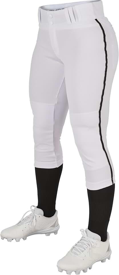 CHAMPRO boys Low-rise With Tournament Traditional Low Rise Pant w Braid, White, black Pipe, Medium US