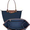 Felt Purse Organizer Insert for Longchamp Le Pliage L Bag Handbag Leather edge Longchamp Organizer Insert (DarkBlue, Large)