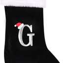 20 Inches Initial Monogram Christmas Stocking Personalized,Deluxe Black Velvet Body with Super Soft Plush Cuff Embroidered Letter,Holiday Season Decor (Black, Letter G)