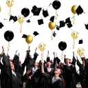 3 x JOJO FLY 50 Pcs 12 Inches Black and Gold Balloons, Gold Confetti Balloons, Gold Metallic Balloon, Hollywood, Birthday Party Decorations, Graduation Balloon Garland Arch Kit, New Years Eve Decorations