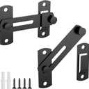 180 Degree Flip Sliding Barn Door Lock for Privacy - Safe barn Door Locks and latches for Barn Door, Pet Door, Bathroom, Outdoor, Garage, Window, Sliding Door2pcs (Black)