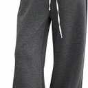 HeSaYep Women's Wide Leg Sweatpants High Waist Baggy Sweat Pants Straight Leg Drawstring Elastic Waisted Pants with Pockets (Gray, S)