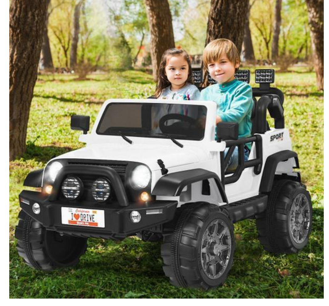 TQ10152US-WH- 12V 2-Seater Ride on Car Truck Toy with Remote Control & Storage Room, White, Only Electrics and Frame No Shell and Wheels